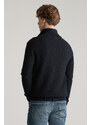 SVETR GANT COTTON TEXTURED HALF ZIP BLACK