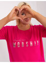 RELEVANCE Tmavě růžové tričko WORSHIP --fuchsia Tmavě růžová