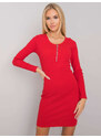 RUE PARIS Červené přiléhavé šaty se zipem -red Červená