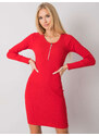 RUE PARIS Červené přiléhavé šaty se zipem -red Červená