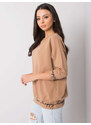 RELEVANCE Světle hnědá dámská mikina s nápisy -camel Béžová