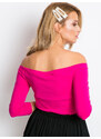 BASIC Dámské fuchsiové tričko s odhalenými rameny -fuchsia Tmavě růžová