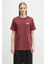 Tričko The North Face Simple Dome vínová barva, s potiskem, NF0A87NG0VO1