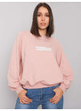 RELEVANCE Světle růžová volná mikina Hariette s nápisem "Original wear" -light pink Pudrová