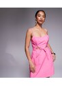 ASOS Petite ASOS DESIGN Petite structured cutout mini dress with bow in pink
