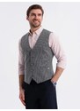 Ombre Clothing Módní elegantní grafitová pánská vesta V3 BLZV-0147