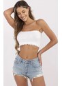 SUBLEVEL Bílý dámský crop top bez ramínek -white Bílá