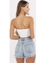SUBLEVEL Bílý dámský crop top bez ramínek -white Bílá