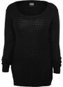 URBAN CLASSICS Ladies Long Wideneck Sweater - black