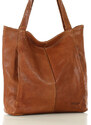 MARCO MAZZINI Světle hnědá kožená shopper kabelka