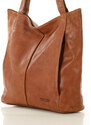 MARCO MAZZINI Světle hnědá kožená shopper kabelka