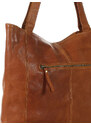 MARCO MAZZINI Světle hnědá kožená shopper kabelka