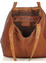 MARCO MAZZINI Světle hnědá kožená shopper kabelka