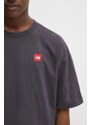 Bavlněné tričko The North Face Redbox pánské, šedá barva, s aplikací, NF0A8EG50SA1