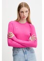 Tričko s dlouhým rukávem Pangaia Cotton-Stretch Long-Sleeved Top růžová barva, 10002429
