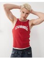 COLLUSION Relaxed tank vest in red with print