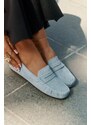 Big Star Shoes Dámské mokasíny z broušené kůže Big Star – modré