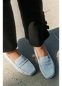 Big Star Shoes Dámské mokasíny z broušené kůže Big Star – modré