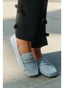Big Star Shoes Dámské mokasíny z broušené kůže Big Star – modré