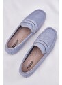 Big Star Shoes Dámské mokasíny z broušené kůže Big Star – modré