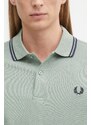 Bavlněné polo tričko Fred Perry pánské, zelená barva, M3600