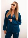 MladaModa Elegantní sportovní komplet saka a tepláků s aplikací model 0222 tmavý tyrkysový