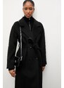 Vlněný kabát Answear.LAB černá barva, přechodný, dvouřadový