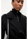 Vlněný kabát Answear.LAB černá barva, přechodný, dvouřadový