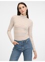 Béžové dámské pruhované tričko s dlouhým rukávem ORSAY - Dámské