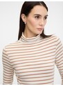 Béžové dámské pruhované tričko s dlouhým rukávem ORSAY - Dámské