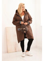 K-Fashion Dámská bunda Plus Size prošívaná s kapucí a sportovními manžetami čokoládová