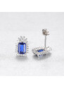 Stříbrné náušnice s obdélníkovými modrými a čirými zirkony - Meucci SYE160