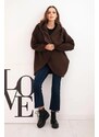 Kesi Włoski Dámská mMikina s kapucí a asymetrickým zipem hnědá