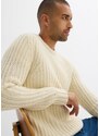 bonprix Svetr z hrubé pleteniny z měkké bavlněné směsi béžová Muž