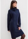 bonprix Pletené šaty s ozdobným švem Modrá