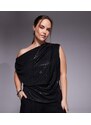 New Look Plus New Look Curve sequin scoop neck top in black
