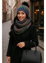 Fashionweek Zimní dámský komplet – pletená čepice s bambulí + teplý nákrčník ZIZI-MULTI
