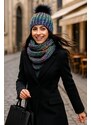 Fashionweek Zimní dámský komplet – pletená čepice s bambulí + teplý nákrčník ZIZI-MULTI