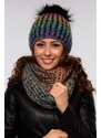 Fashionweek Zimní dámský komplet – pletená čepice s bambulí + teplý nákrčník ZIZI-MULTI