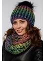 Fashionweek Zimní dámský komplet – pletená čepice s bambulí + teplý nákrčník ZIZI-MULTI