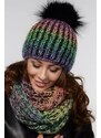 Fashionweek Zimní dámský komplet – pletená čepice s bambulí + teplý nákrčník ZIZI-MULTI