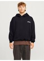 JACK & JONES Mikina 'JWHROXBURY' černá / bílá