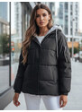 BASIC Černá prošívaná bunda s textilní kapucí SPACE