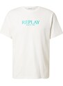 REPLAY Tričko tyrkysová / offwhite