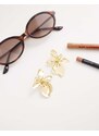 ASOS DESIGN stud earrings with floral design in gold tone