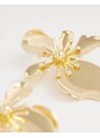ASOS DESIGN stud earrings with floral design in gold tone
