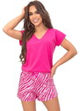 Dámské pyžamo DONNA zebra SHORT FUCHSIA