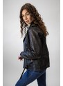 Dámská Kožená Bunda Křivák Classic Brixton Černá