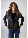 Dámská Kožená Bunda Křivák Classic Brixton Černá