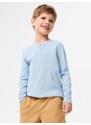 Sinsay - Bavlněné tričko s dlouhými rukávy - modrá